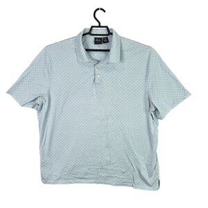 Mens Jos A Bank White & Teal Pattern Traveler Polo Shirt Short Sleeve Size XXL